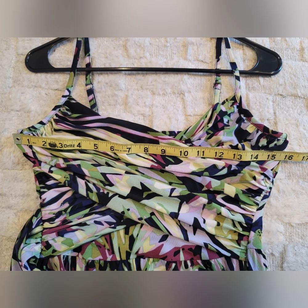 JENNIFER LOPEZ Abstract Print Dress Adjustable Strap (Green, Pink, White) Size M - Picture 6 of 8